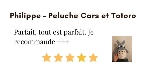 Avis Philippe Peluche Cars et Totoro au crochet